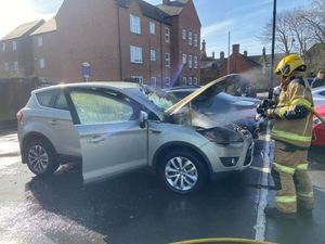 Crews were called to a car fire on Queen Street car during the charity car wash. Picture: Market Drayton Fire Station.