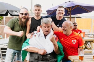 Welsh fans kicking off their Euro Championships at The Tavern in Chirk