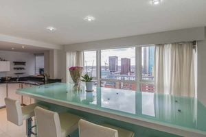 The futuristic and stylish £3,000 penthouse apartment, located on the tenth floor of Queen's College Chambers