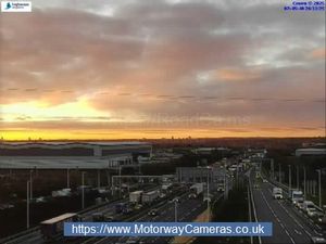 Traffic can be seen building on the M6, near Junction 10, after a lorry became stranded on the motorway