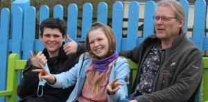 Alfie and Elizabeth with their dad, Dan, in the Lake District