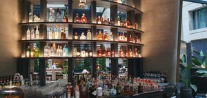 The bar is colourful and well stocked for all types of drinks