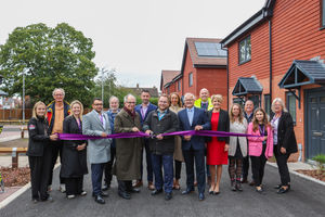 STAR Housing Board members, Shropshire Council representatives, and the McPhillips project team come together to officially open thirteen new energy-efficient homes at School Grove, Racecourse Crescent, Shrewsbury—celebrating a shared commitment to affordable, sustainable living and partnership working. 