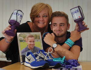 Suzy Evans with her son Owen Richards