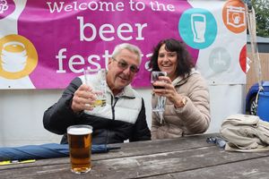 Revellers at Bridgnorth Beer Festival 2024