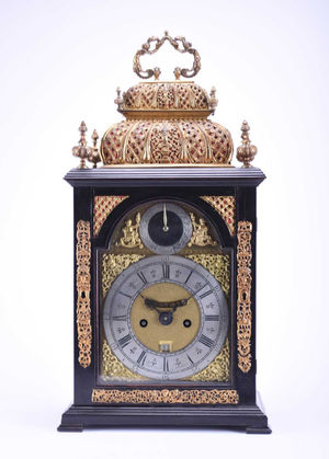 This rare, early 18th century double basket top bracket clock sold for £5,500.