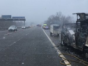 Supporting image for story: Delays on the M54 after camper van fire 