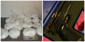 Drugs found by police and one of the guns recovered