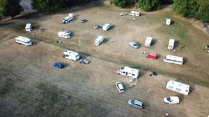 The caravans parked up on the land