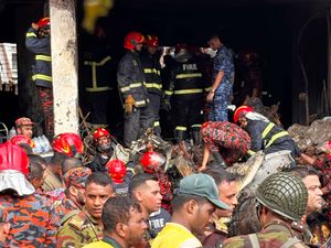 Supporting image for story: Bangladesh Air Force jet crashes into a Dhaka school and kills 19