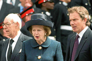 With former Prime Minister Tony Blair and husband Denis in 1999