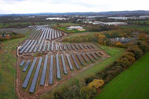 An aerial picture of the council's solar farm at Wheat Leasows
