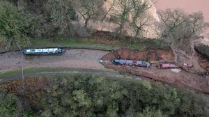 The scene in Whitchurch after a huge sinkhole opened up. Photo: Tim Thursfield
