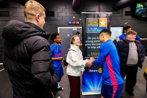 Wolvces players meet the award winners 