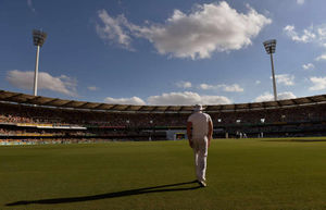 General view as England's Chris Tremlett fields on the boundary during day one of the first Ashes Test at The Gabba, Brisbane, Australia.