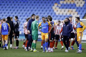 Shrewsbury Town players at full-time