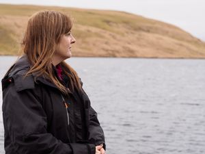 DI Anthea Ponting at Claerwen Reservoir. Dyfed Powys Police image