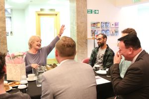 Annette talking to the team