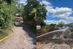 An unattended bonfire caused a blaze in Bishops Castle today. Photo: Clun Fire Station FB 