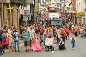 The huge procession makes its way through the town. Image by Andy Compton