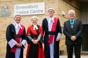 From left: Judge Anthony Lowe, Mrs Justice Tipples, Judge Peter Barrie and High Sheriff of Shropshire Brian Welti