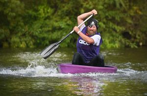 Ahoy! BBC Radio Shropshire presenter Adam Green races in his pirate outfit