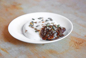 Panna cotta with dates and brandy