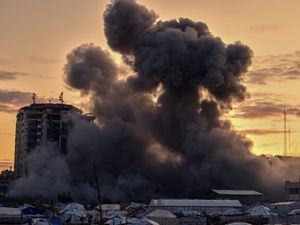 Smoke rising from building