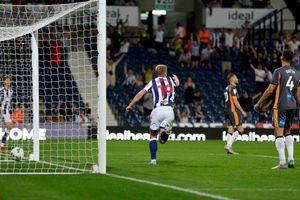 Aune Heggebo wheels away after opening the scoring. (Photo by Adam Fradgley/West Bromwich Albion FC via Getty Images)