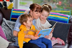 Kaydee with her nan and brother, Finley