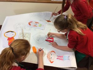 Students from Highley Primary School taking part in the twinning event