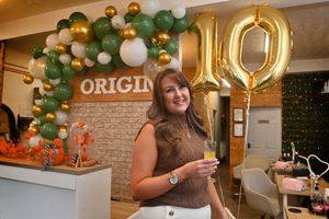 Sarah Charlton at Origin Hair and Beauty Salon and Training Centre in Oldbury, celebrating 10 years in business
