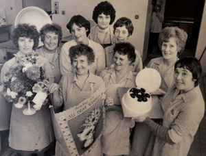 Sandra Hughes' mum's retirement as a cook from Tividale Comp School in 1979