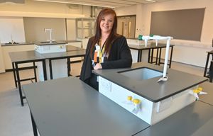 Assistant principal Rachael Aston shows off one of the science labs