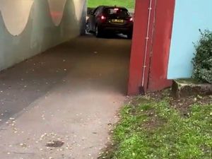 Supporting image for story: Watch: Drama as car goes wrong way down Stourbridge High Street into a subway and badly damages the vehicle trying to get out