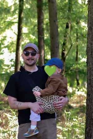 Josh Ball with his son.