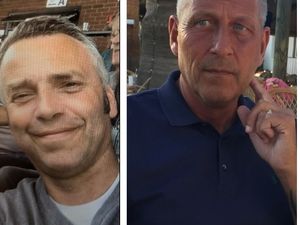 Ade Wilkes (left) rushed to help save the life of Hednesford Town fan Stuart Wright (right) when he was taken ill at the group's match with Congleton Town