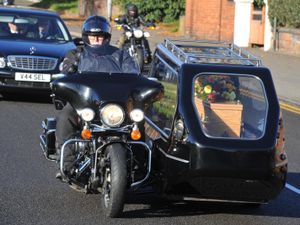 Supporting image for story: Great-grandmother, 99, taken to final resting place with Harley-Davidson funeral procession