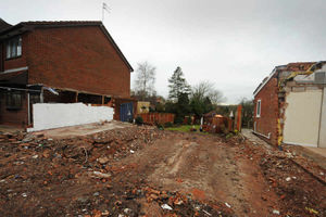 A pile of rubble is now all that is left behind at the site 