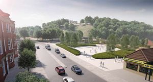 A bright, sweeping open public space is being planned in place of Dudley Hippodrome, which will open up views of the town's castle