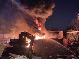Supporting image for story: Smoke pours into the sky from Lye scrapyard blaze  
