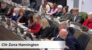 Councillor Zona Hannington, centre, presents the Telford & Wrekin Council budget. Picture: Telford & Wrekin Council