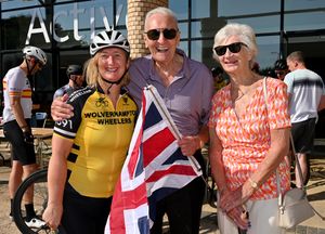 WOLVERHAMPTON COPYRIGHT NATIONAL WORLD TIM THURSFIELD -13/07/25 The Ride for Joe event at WV Active, Aldersley, in memory of Joe Guy.
Hugh Porter MBE and Anita Lonsbrough  MBE supported the event. Here they are seen with Sally Ward from Wolverhampton Wheelers.