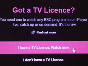 A general view of the BBC iPlayer’s TV licence page