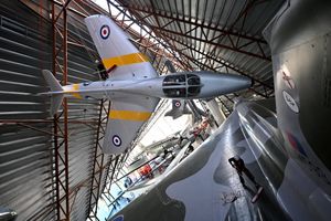 The annual high flying cleaning at the RAF Museum Midlands.