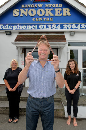 Lynn Bedford, Malcolm Guest and Evie Penzer outside Kingswinford Snooker Centre