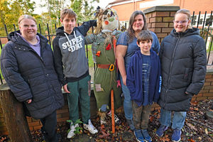 Friends of Heath Hayes Park chairperson Jane Johns, Aaron Johns, Stephanie and Mark Nicklas and Adele Johns pictured with one of the straw creations