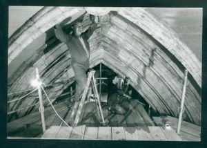 Repairs to Lichfield Cathedral in January, 1988, in preparation for a visit from the Queen.
