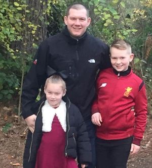 Matt Harvey with his children Brooke, nine, and Riley, 11