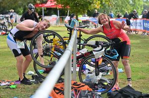 Locals Bradley Edwards and Sue Austin take part in Shropshire Triathlon